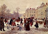 Leon Joseph Voirin A Winter's Day painting